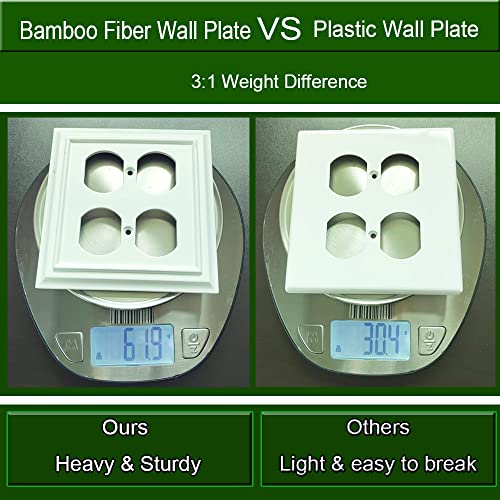 Funkiim Wall Plates, Duplex Outlet Covers, Toggle Light Switch Plates, Decorator Light Switch Cover, Bamboo Fiber Material Wall Plate, Standard Size Wall Plates of various styles, White (2 Gang Duplex 2 Pack) - Image 3