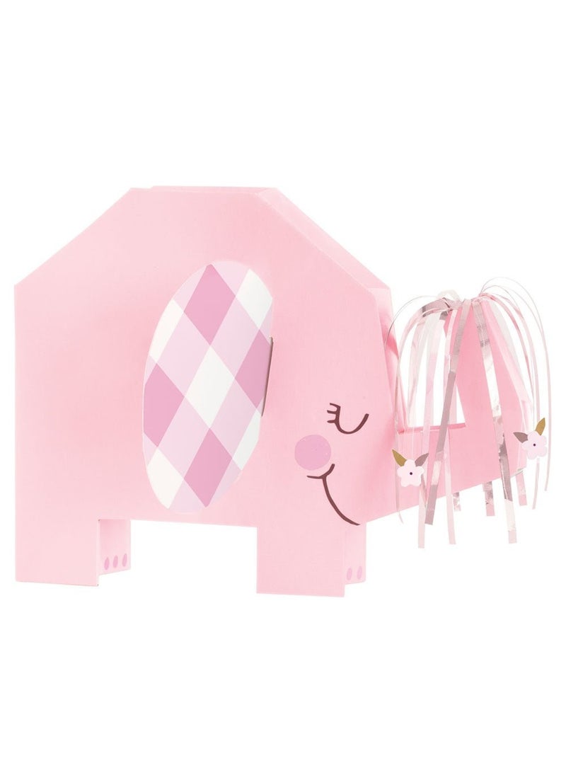 Unique Baby Shower Elephant Expandable Pink Cardboard 18x23cm - Image 1