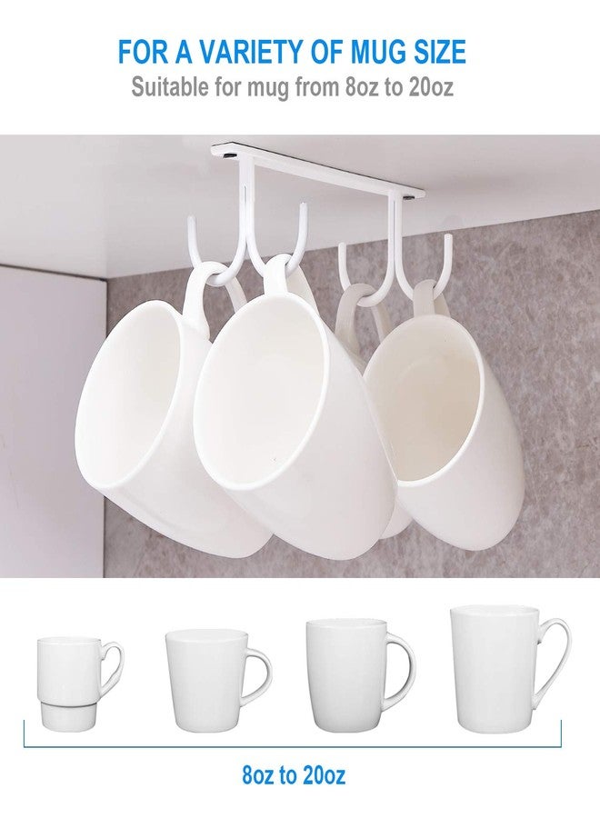 FOMANSH Mug Rack Under Cabinet - Coffee Cup Holder, 8 Mugs Hooks Under Shelf, Display Hanging Cups Drying Hook for Bar Kitchen Utensils White, 2 Pack - Image 3