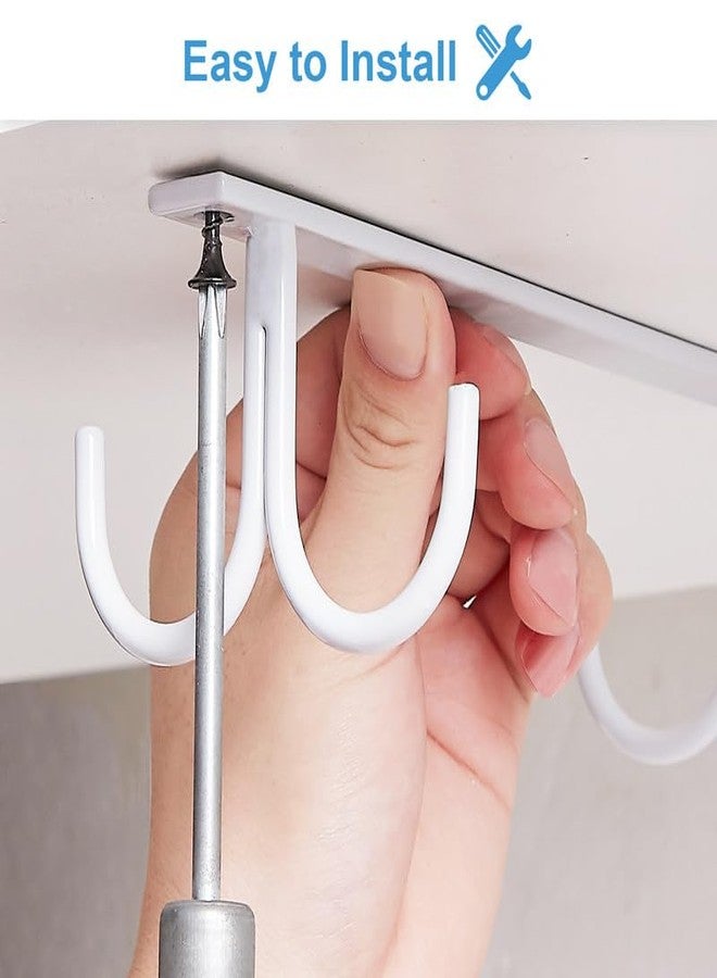 FOMANSH Mug Rack Under Cabinet - Coffee Cup Holder, 8 Mugs Hooks Under Shelf, Display Hanging Cups Drying Hook for Bar Kitchen Utensils White, 2 Pack - Image 4
