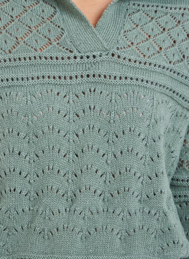 Styli Green Knit Long Sleeve Top - Image 3