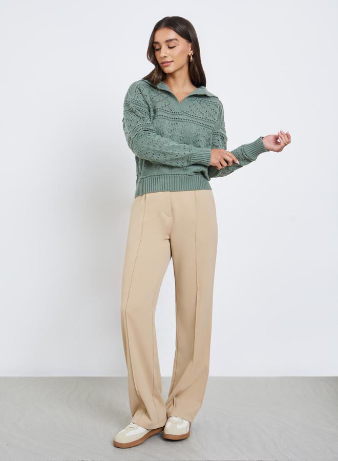 Styli Green Knit Long Sleeve Top - Image 2