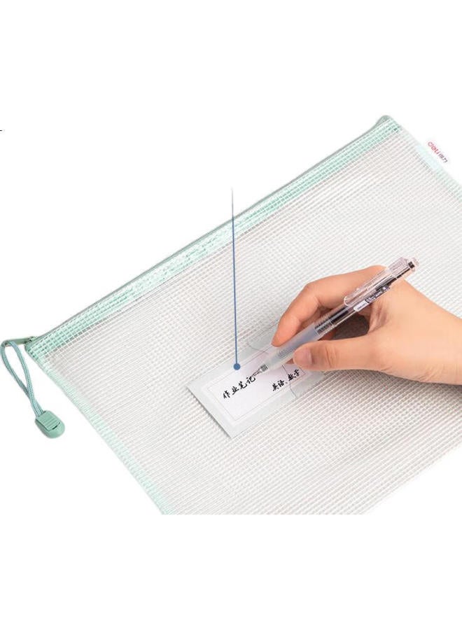 Deli 5 A4 Grid Zipper Bags, File Folders For First-Grade Elementary Students, Subject Classification Bags With Labels, Morandi Mixed Colors 63484A - Image 2