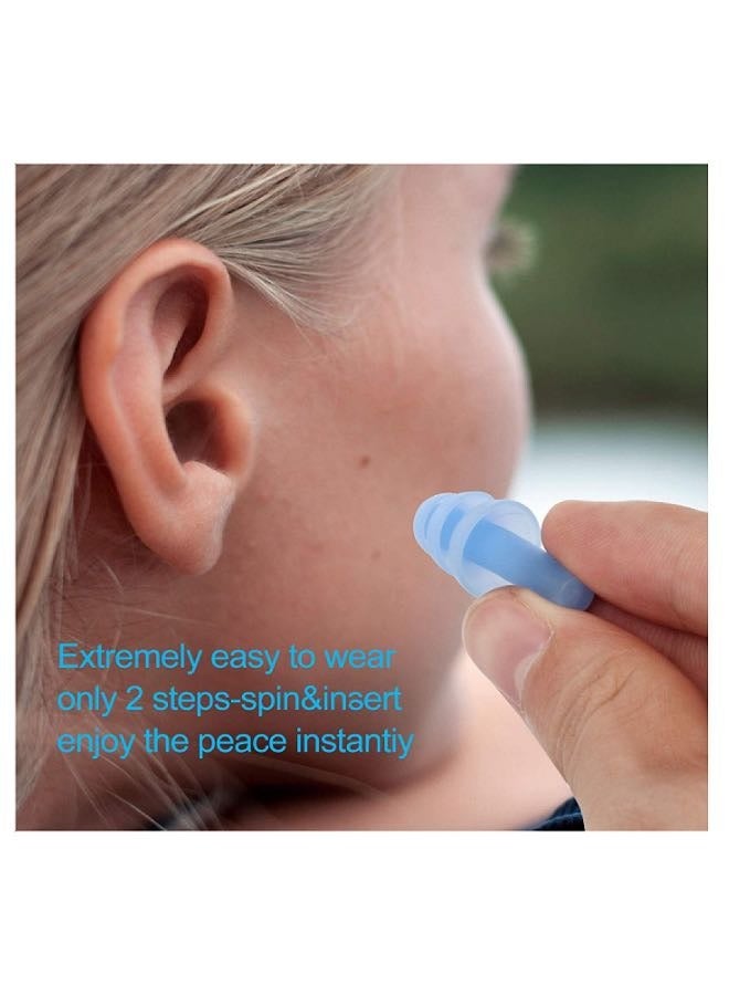 6 Pairs Swimming Earplugs Reusable Ear Plugs, Waterproof Hypoallergenic Noise Reduction Earplugs for Hearing Protection, Suitable for Sleeping, Snoring, Swimming, Concerts Case Green Orange and Light Blue - Image 5