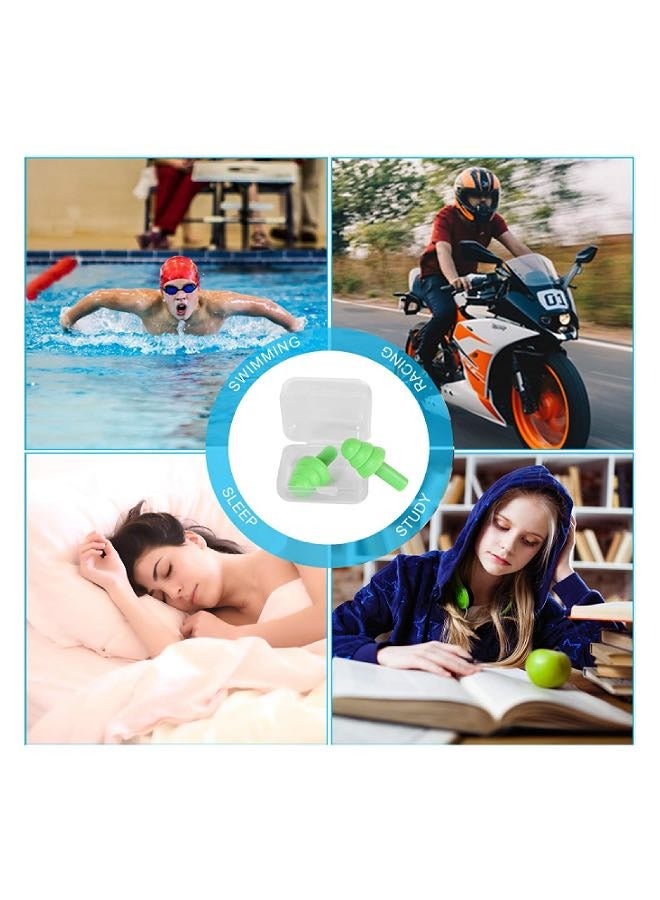6 Pairs Swimming Earplugs Reusable Ear Plugs, Waterproof Hypoallergenic Noise Reduction Earplugs for Hearing Protection, Suitable for Sleeping, Snoring, Swimming, Concerts Case Green Orange and Light Blue - Image 3