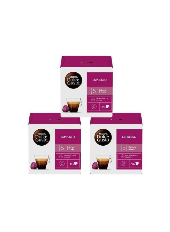 Nescafe Dolce Gusto Espresso 16 Coffee Capsules Pack of 3 Espresso 264grams Pack of 3 - Image 1