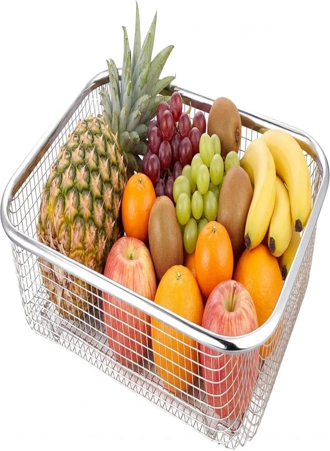 Zomify Stainless Steel Square Mesh Colander Basket for Kitchen - Over Sink Strainer for Rice, Pasta, Vegetables, and Fruits - Image 1