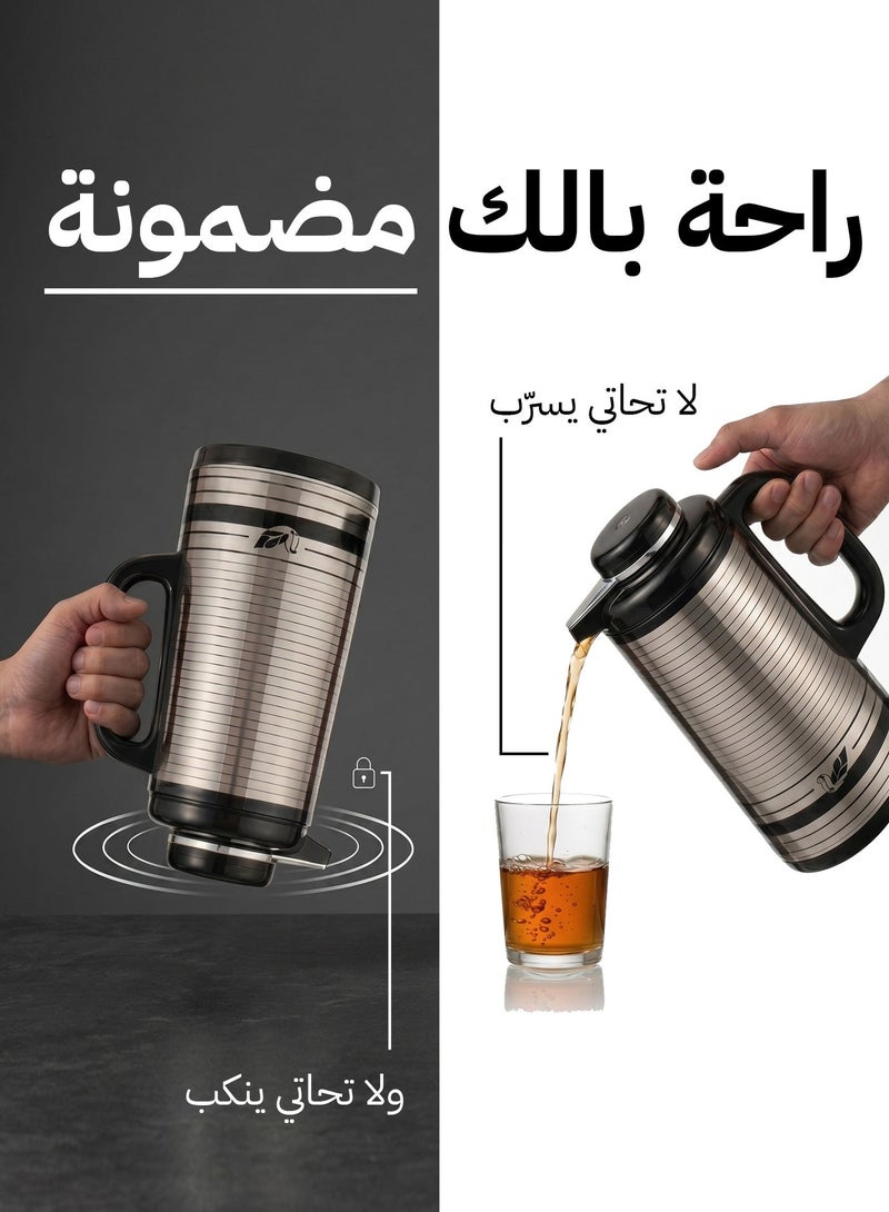 بيكوك لة حافظة للحرارة يابانية فاخرة | ستانلس ستيل SUS304 عالي الجودة | حفظ الحرارة والبرودة لمدة 24 ساعة | تصميم مريح مانع للتسرب للمجالس والمكاتب والديكور المنزلي | 1 لتر - Image 4