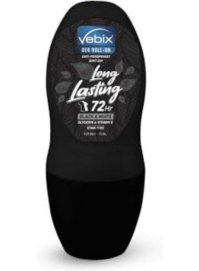 Vebix Long Lasting Black & White Deo Roll On 50ml