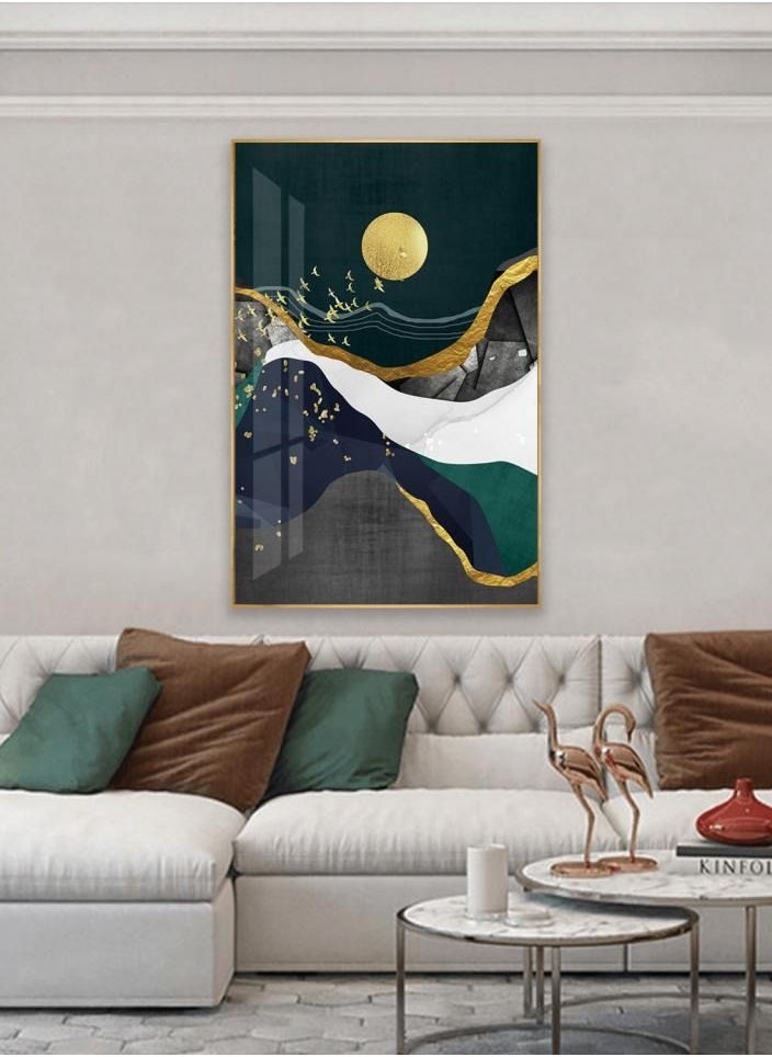 Alissa Premium Wall Art Nature Mountain Birds Painting Frames With Aluminium Gold Frame Living Room Home Wall Office Decoration  - Image 3