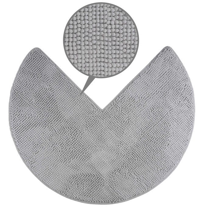 BATH MAT FOR CORNER SHOWERS MADE OF CHENILLE WITH NONSLIP BOTTOM ROUND INNER DIMENSIONS 45 X 45 CM GREY