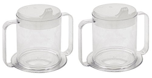 Special Supplies Independence 2Handle Plastic Mug with 2 Style Lids Lightweight Drinking Cup with EasytoGrasp Handles for Hot and Cold Beverages SpillResistant Adult Sippy Cup 2Pack 