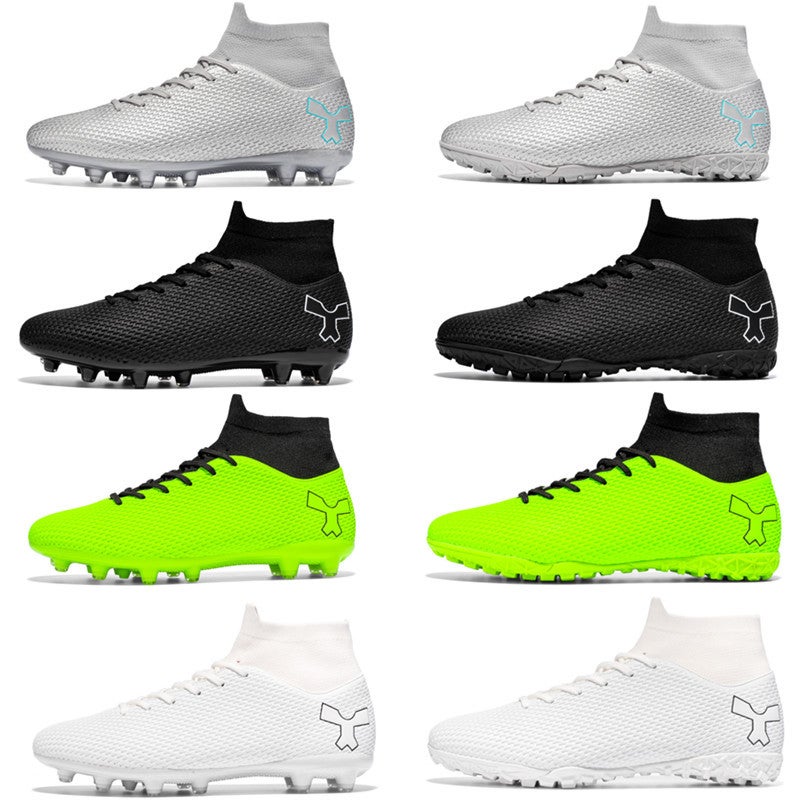 Cross-border high-top football shoes tf broken nail artificial lawn ag nail leather foot boys and girls teenagers student training shoes - Image 2