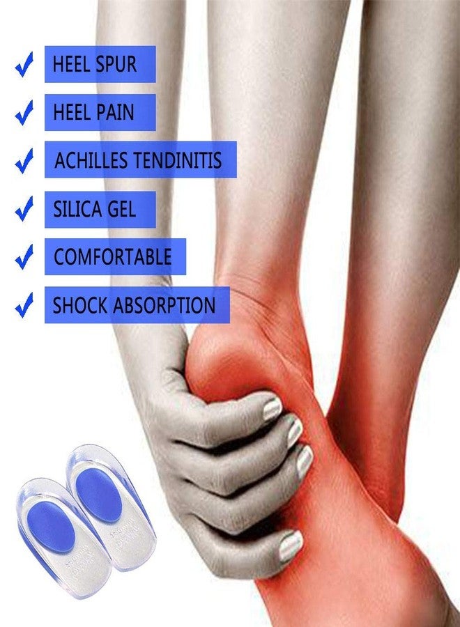 FEXMY Silicone Gel Heel Pad for Heel Ankle Pain for Men & Women, Heel Spur Relief | Shock Cushion Pad for Heels for Walking, Running, Sports, Formal & Safety Shoes (Blue, Medium) - Image 2