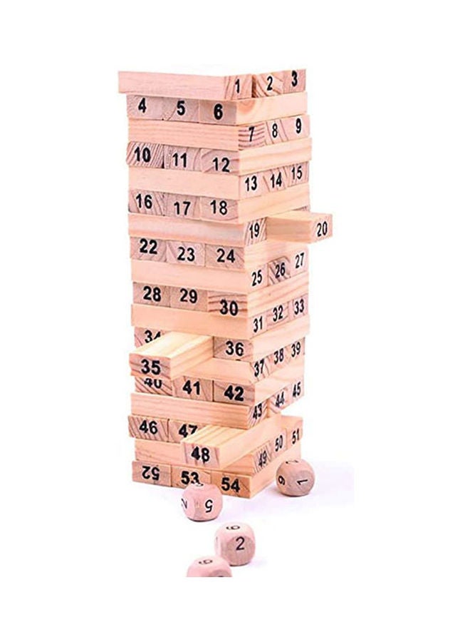 54Pcs Wooden Tower Hardwood Building Blocks Toy