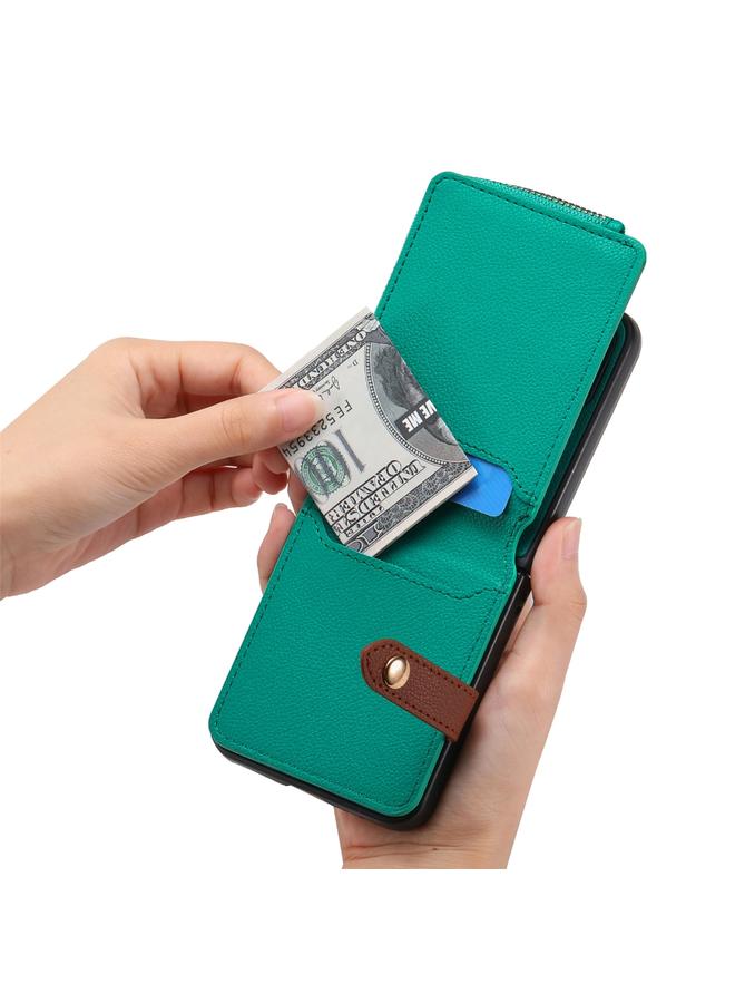اس-توب جراب لهاتف Samsung Galaxy Z Flip5 5G، جراب هاتف جلدي بسحاب عمودي مع حلقة ومحفظة - Image 5