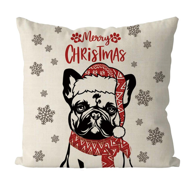 GAGEC Christmas Pillow تغطي 18x18 بوصة Bulldog French Bulldog Dhrop Cover Cover Covers Winter Winter Cog Decorts Decorts for Room Farmhouse Cushion Case - Image 1