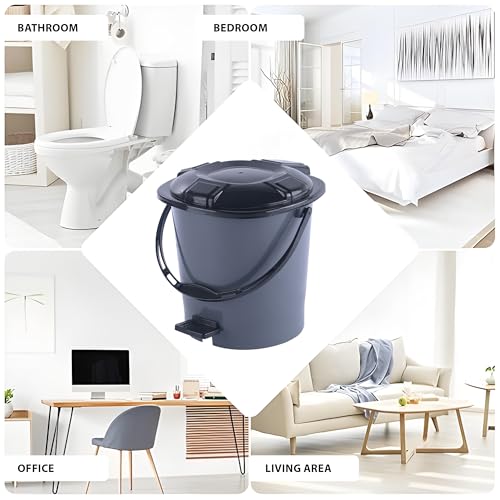 Kuber Industries 7 Ltr Plastic Dustbin for Home with Pedal Lid & Handle | Dustbin for Kitchen Bathroom & Office | Garbage Bin for Wet or Dry Waste | Check Dhakkan- Grey & Black - Image 4