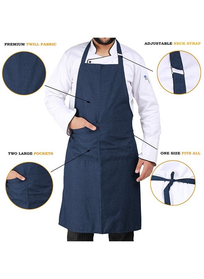 YANEK - YANEK Kitchen Apron | Unisex Chef Kitchen Adjustable Bib Apron with Pockets | For Home, Restaurant, Cafe - Image 1