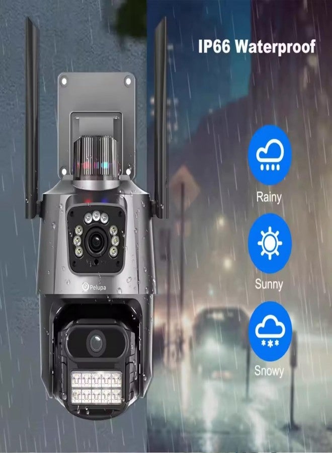 Pelupa كاميرا مراقبة خارجية Pelupa Black Guard X2 بدقة 5 ميجابكسل مزودة بتقنية WiFi وكاميرا PTZ ورؤية ليلية وكشف الحركة (128 جيجابايت، قناتان) - Image 4