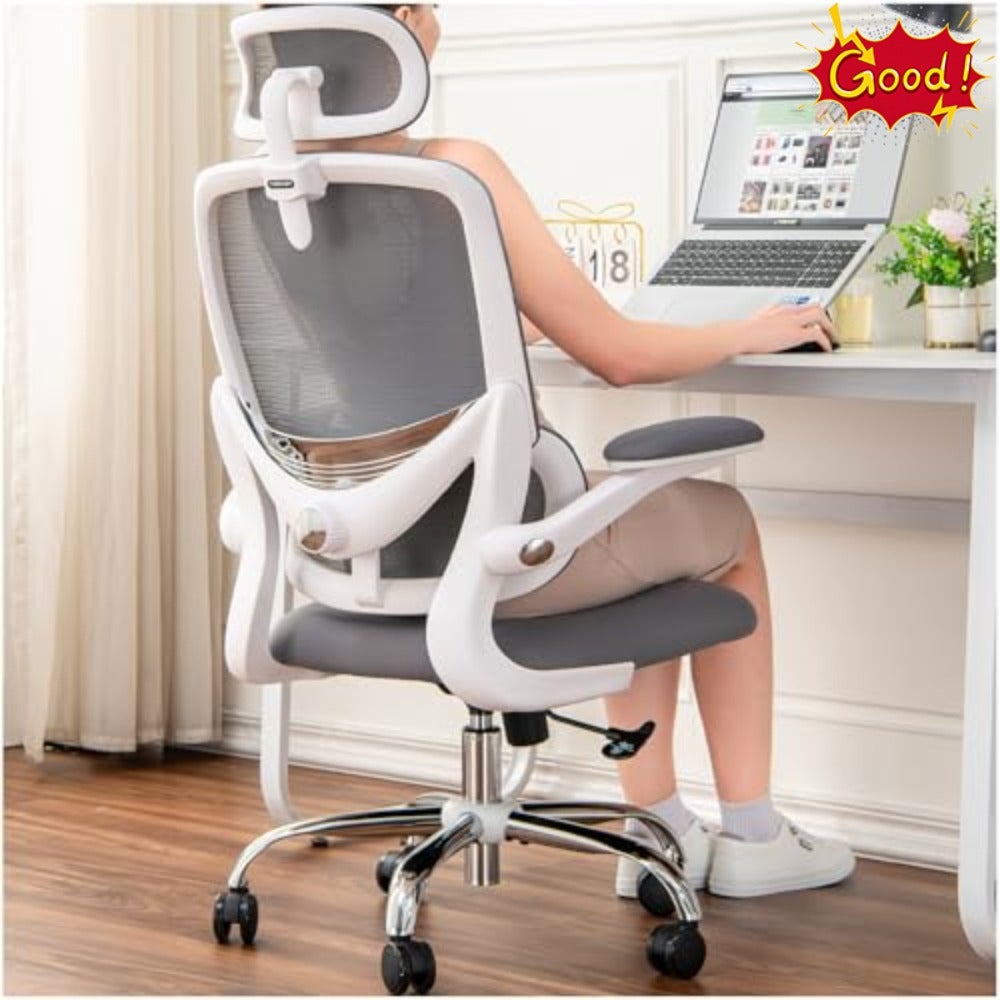 Ergonomic Mesh Office Chair with Adjustable Lumbar, Space-saving