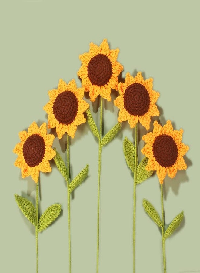 HIPIHOM Crochet Flowers,1Pcs Knitted Artificial Wool Sunflower Red Rose for Girl Gift Wedding Bouquet Mothers Day Anniversary Valentine's Day Women's Day - Image 5