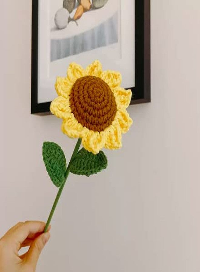 HIPIHOM Crochet Flowers,1Pcs Knitted Artificial Wool Sunflower Red Rose for Girl Gift Wedding Bouquet Mothers Day Anniversary Valentine's Day Women's Day - Image 3