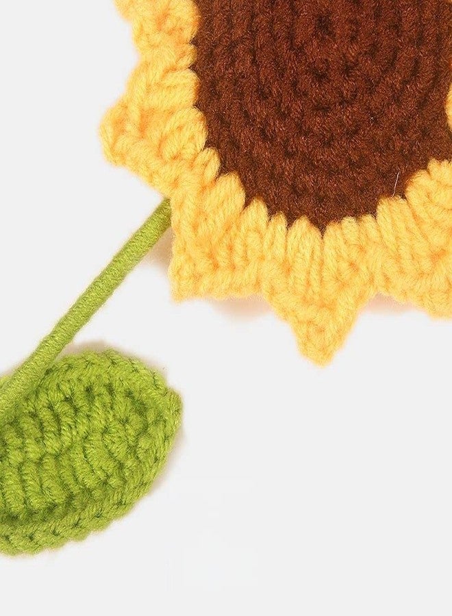 HIPIHOM Crochet Flowers,1Pcs Knitted Artificial Wool Sunflower Red Rose for Girl Gift Wedding Bouquet Mothers Day Anniversary Valentine's Day Women's Day - Image 2