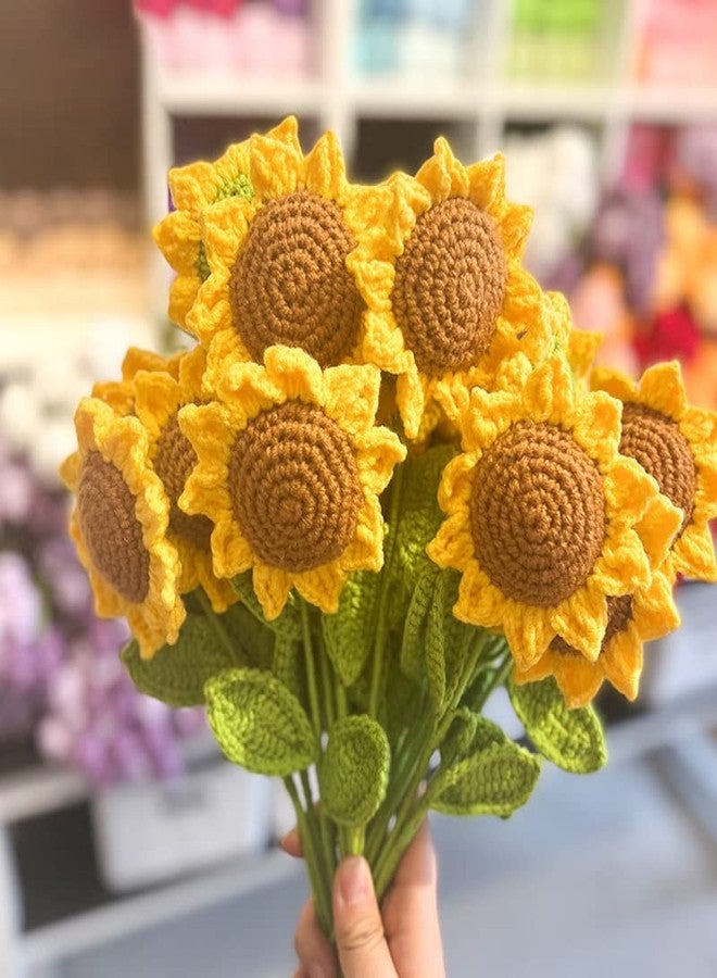 HIPIHOM Crochet Flowers,1Pcs Knitted Artificial Wool Sunflower Red Rose for Girl Gift Wedding Bouquet Mothers Day Anniversary Valentine's Day Women's Day - Image 4
