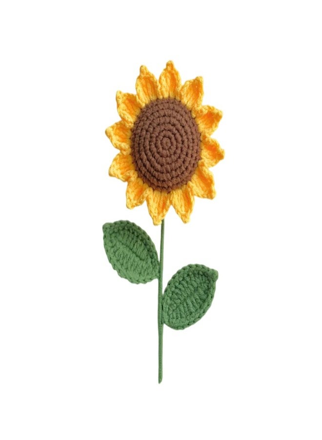 HIPIHOM Crochet Flowers,1Pcs Knitted Artificial Wool Sunflower Red Rose for Girl Gift Wedding Bouquet Mothers Day Anniversary Valentine's Day Women's Day - Image 1