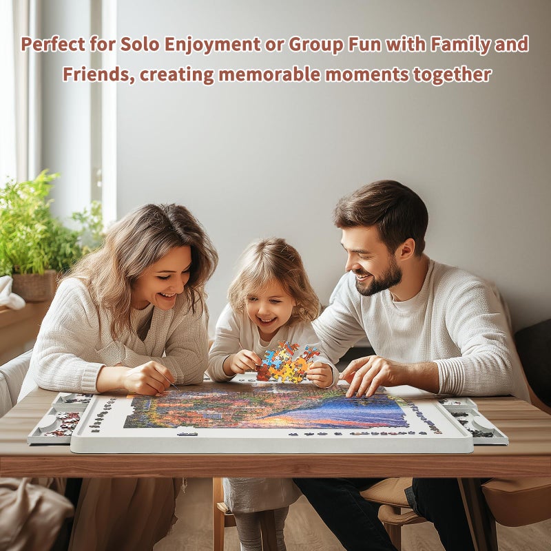 BuilderButler Lightweight 1000 Pieces Rotating Puzzle Board with 4 Sliding Drawers and Cover â€“ 360Â° Lazy Susan Spinning, 30.2"x22.44" Portable Plastic Puzzle Table, for Mom - Image 2