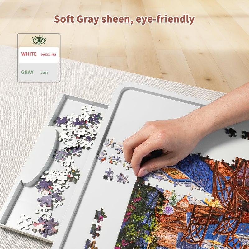 BuilderButler Lightweight 1000 Pieces Rotating Puzzle Board with 4 Sliding Drawers and Cover â€“ 360Â° Lazy Susan Spinning, 30.2"x22.44" Portable Plastic Puzzle Table, for Mom - Image 5