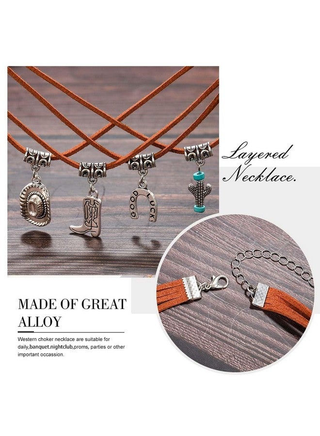 Jovono Boho Choker Necklace Silver Cowgirl Necklaces Chain Layered Western Necklace Accessories For Women - Image 3