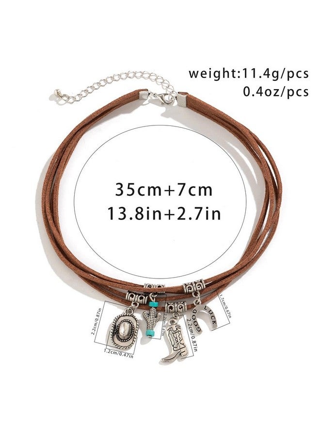 Jovono Boho Choker Necklace Silver Cowgirl Necklaces Chain Layered Western Necklace Accessories For Women - Image 2