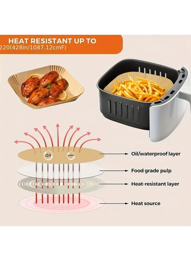 50pcs Non Stick Air Fryer Liners Greaseproof Baking Paper Easy Cleanup - Image 4