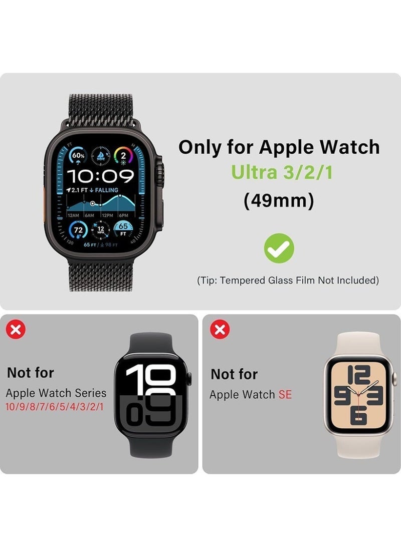 2-in-1 Metal Case Apple Watch Ultra 3/2/1 49mm , Rugged Metal Bumper with Full Back Cover – iWatch Ultra 49mm  Shockproof Cover + Tempered Glass Screen Protector - Image 5