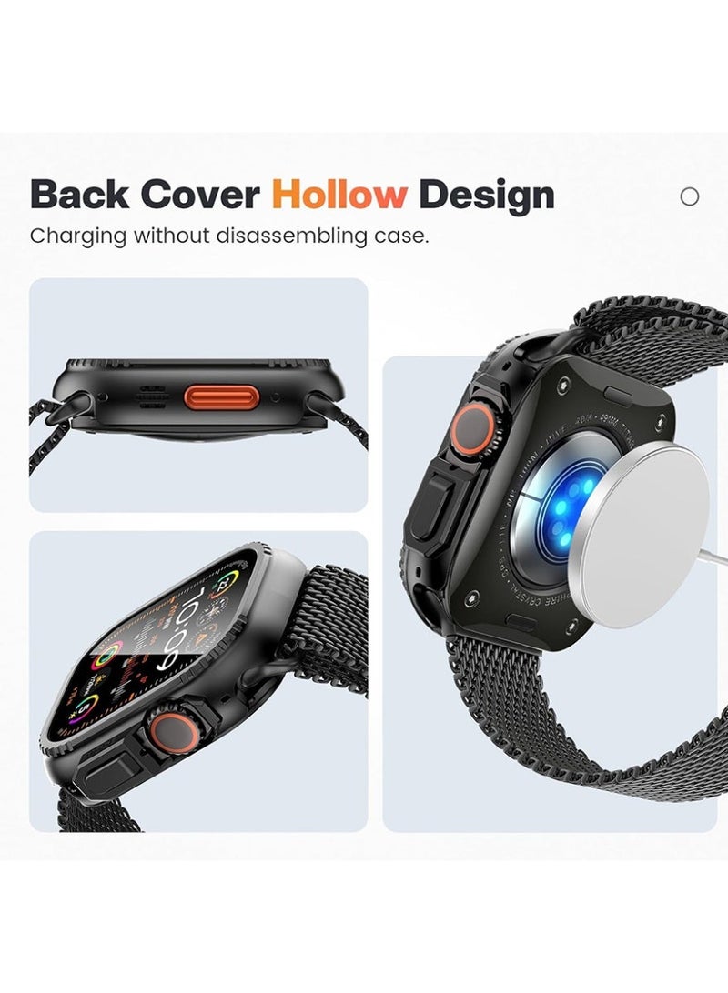 2-in-1 Metal Case Apple Watch Ultra 3/2/1 49mm , Rugged Metal Bumper with Full Back Cover – iWatch Ultra 49mm  Shockproof Cover + Tempered Glass Screen Protector - Image 4