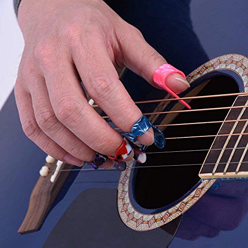 Mozart 4pcs Guitar Banjo Ukulele Picks Plectrum Celluloid Material 3pcs Finger Picks + 1pcs Thumb Pick Colors Random - Image 4