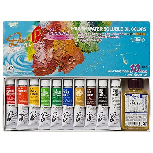 Holbein Duo Aqua Oil Compact Set of 10, 10ml tubes + 40ml Linseed Oil - Image 4