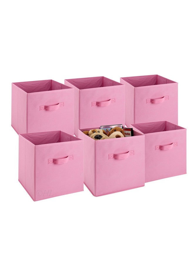 Handy Laundry 6-Pack Foldable Cube Storage Bins - Decorative Collapsible Organizer for Shelves, Closets, Underbed, Clothes, or Kids’ Toys (Pink) - Image 1