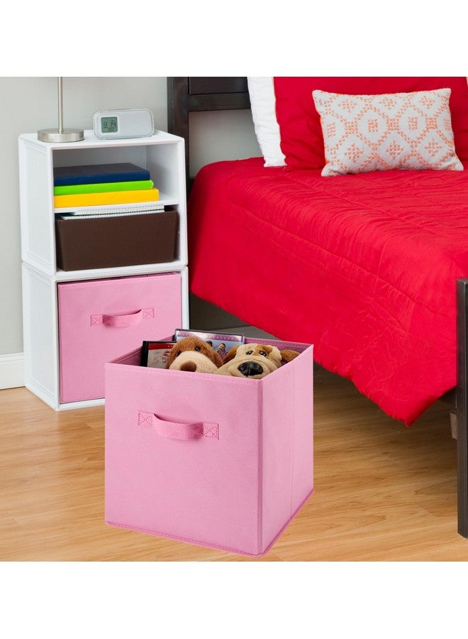 Handy Laundry 6-Pack Foldable Cube Storage Bins - Decorative Collapsible Organizer for Shelves, Closets, Underbed, Clothes, or Kids’ Toys (Pink) - Image 2
