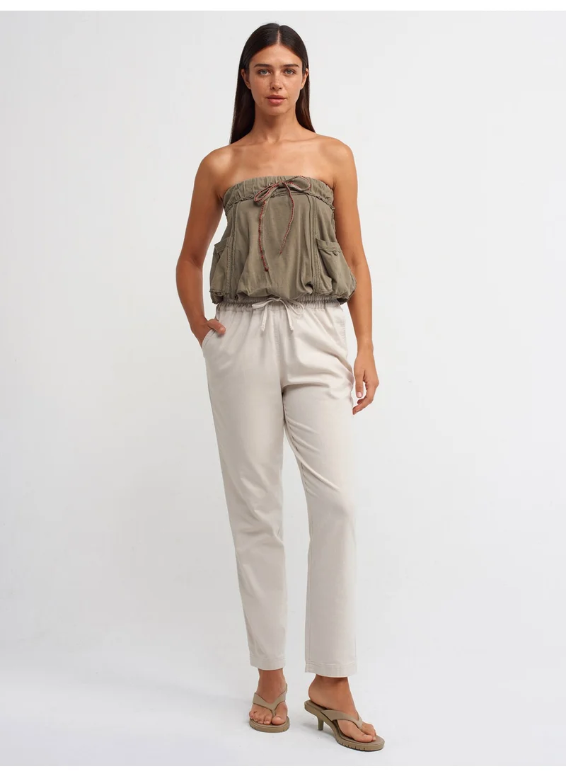 ديلفين 20656 Washed Strapless Top-Khaki