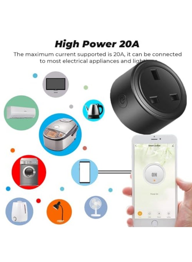 UanTii 20A Tuya Smart Plug WIFI Wireless Socket Timing Schedule Power Monitoring Overload Protection Smart Life App Remote Control 2pcs - Image 2