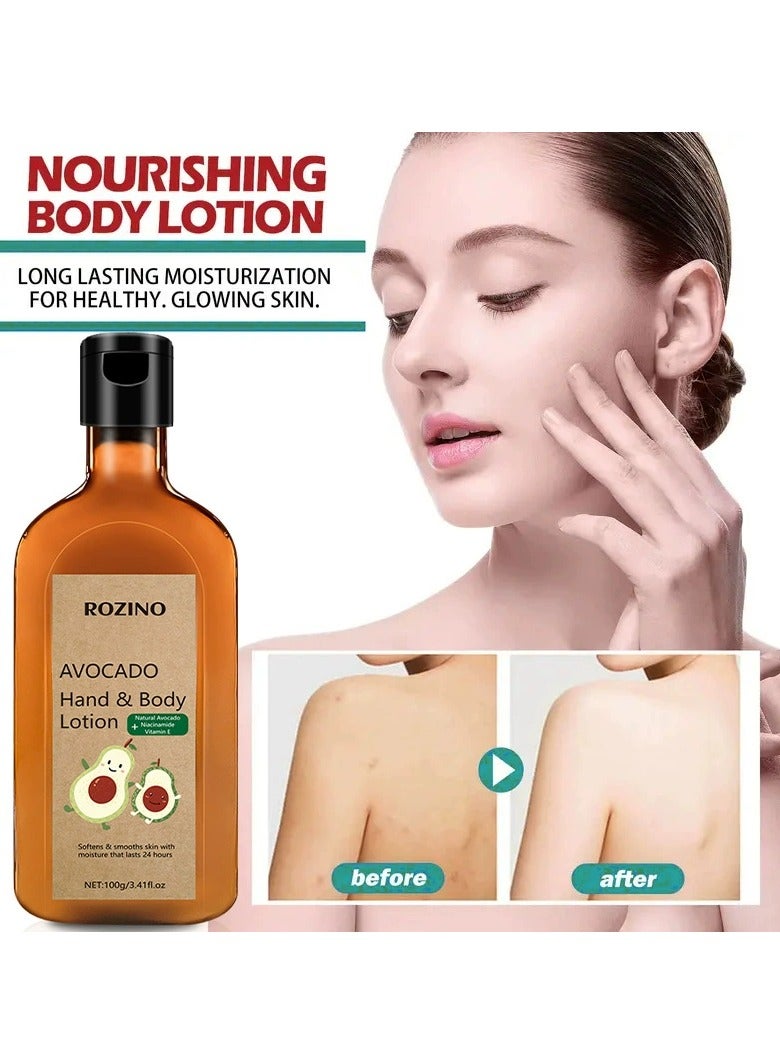 Rozino Avocado body lotion for dry skin in autumn and winter, moisturizing, anti-itching and hydrating avocado body lotion - Image 2