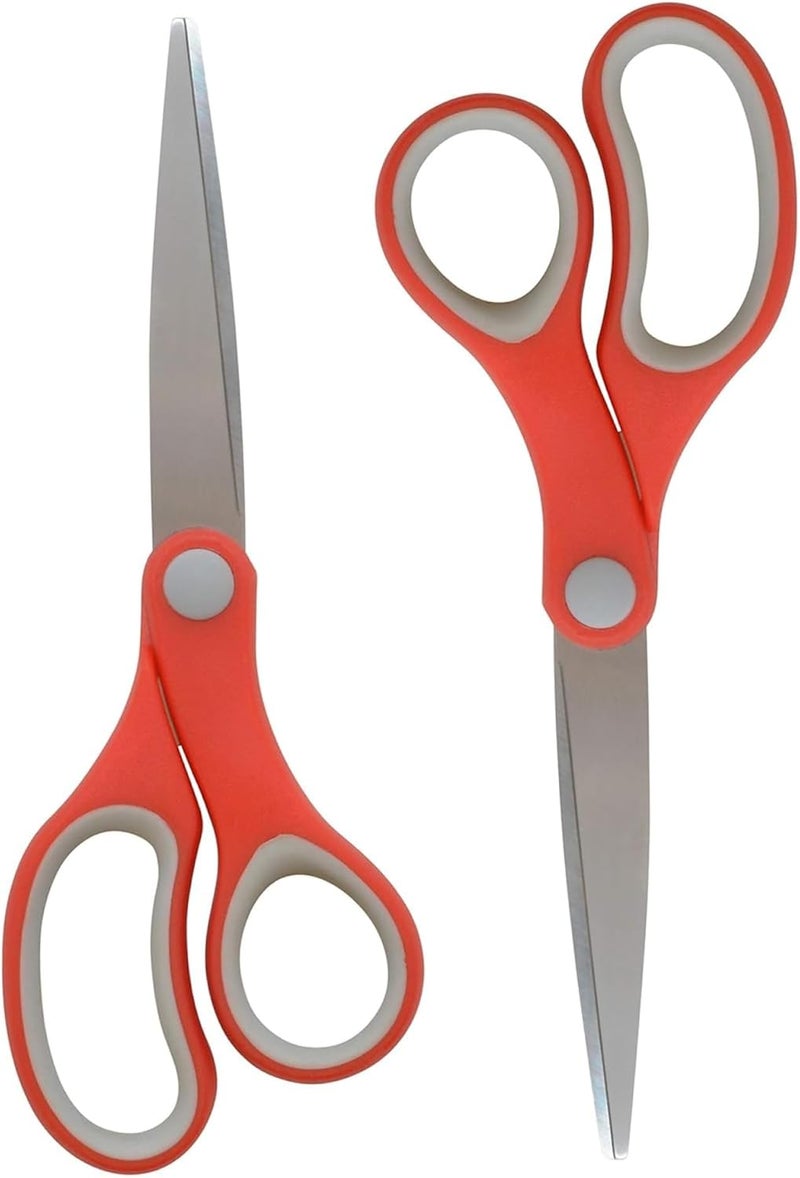 Westcott 55846 7Inch School Scissors AllPurpose HeavyDuty Scissors for Crafting School and Work RedGray 2 Pack - Image 1