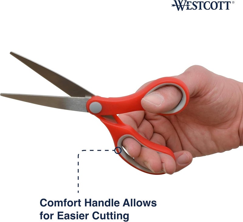 Westcott 55846 7Inch School Scissors AllPurpose HeavyDuty Scissors for Crafting School and Work RedGray 2 Pack - Image 3