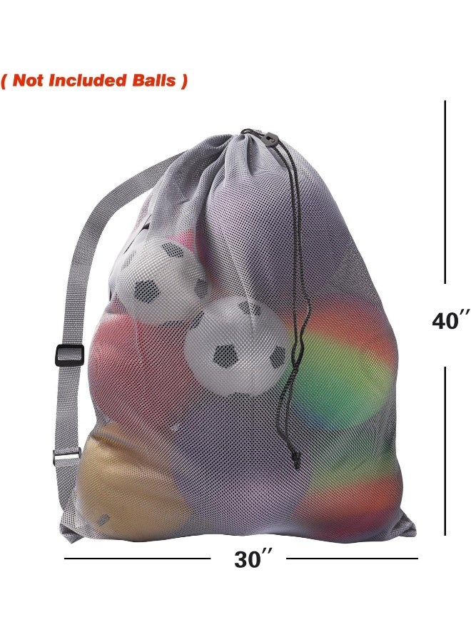 GSE Games & Sports Expert Extra-Large Mesh Sports Ball Drawstring Bag | Sports Equipment Bag with Adjustable Shoulder Strap for Gym Training, Soccer, Football, Basketball, Volleyball, Swimming (Grey)  - Image 1