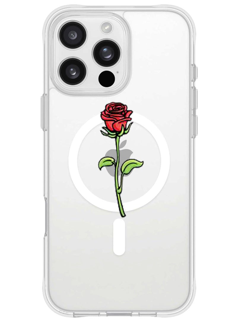 Theodor iPhone 16 Pro Max Magsafe Magnetic Case for iPhone Compatible with Wireless Charging, Shockproof Phone Bumper Cover - Rose - Image 1