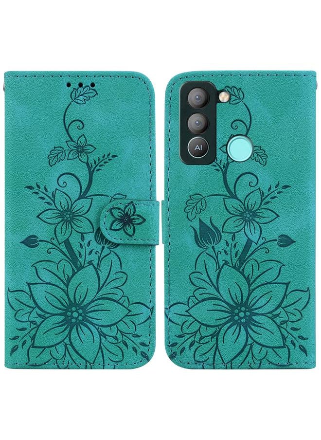Green Tiger - For Tecno Pop 5 LTE / BD4 Lily Embossed Leather Phone Case(Green) - Image 1