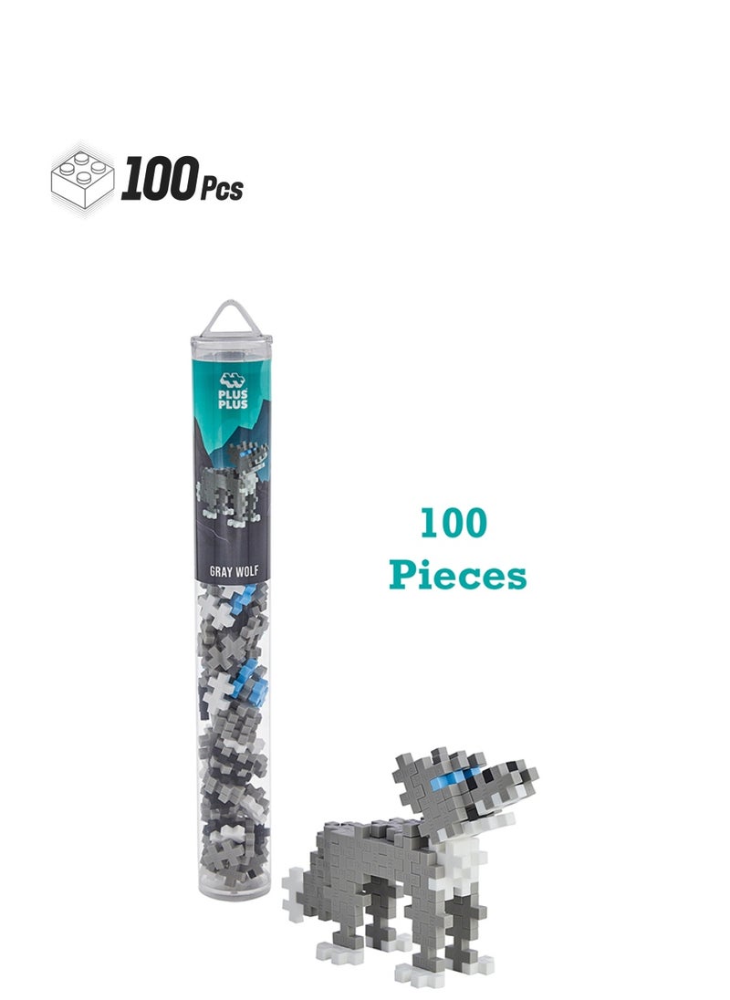 Plus-Plus Creative Building Blocks Tube, Wolf, Ingenious Construction Toy, 100 Pieces  - Image 1